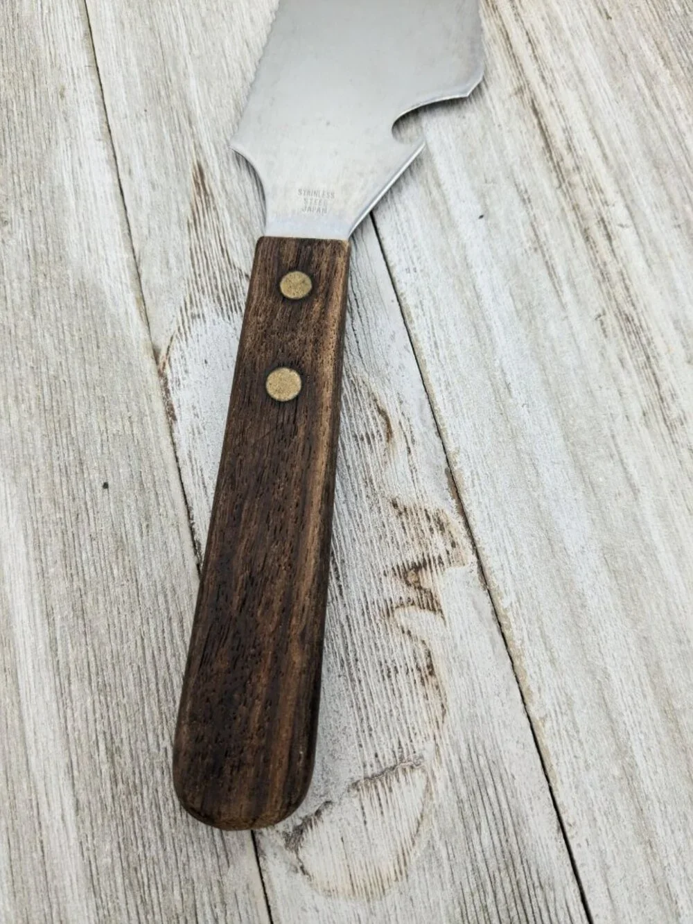 Stainless Steel Cake Pie Spatula Server Bottle Opener Cutter Slicer Japan Wood